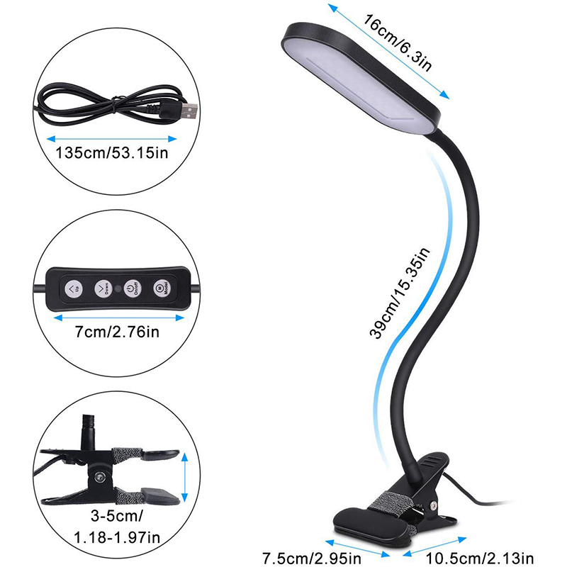 Lampu Meja LED Super Terang Daya Tinggi Klip Besar Lipat